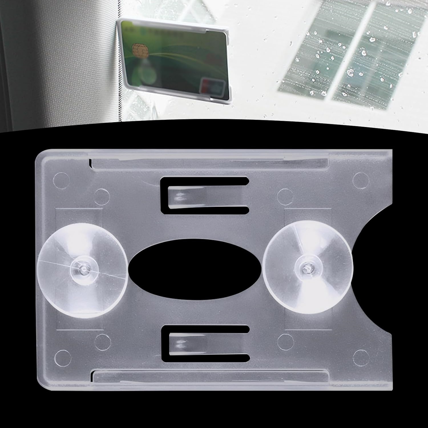 Car Accessories For Elderly - ユニバーサルカーカードホルダー フロントガラスチケットクリップ 粘着式マウントオーガナイザー 自動車登録証・保険証用スリーブ ファスナー