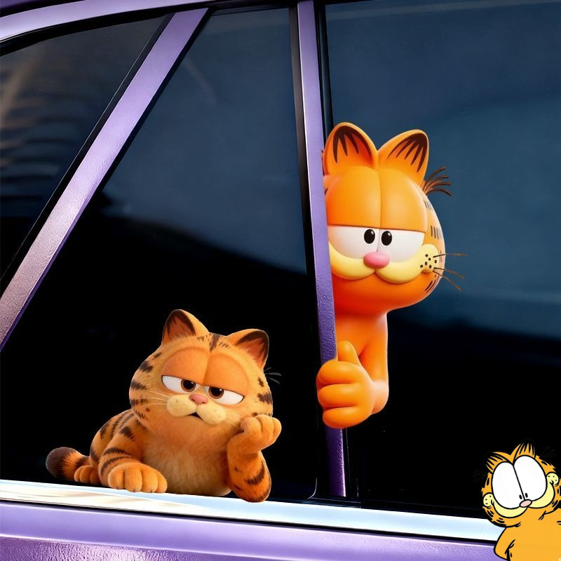 Car Accessories To Buy - ガーフィールドアニメ漫画かわいい面白い密かに観察しているステッカーかわいい車車の窓傷カバー装飾ステッカー卸売