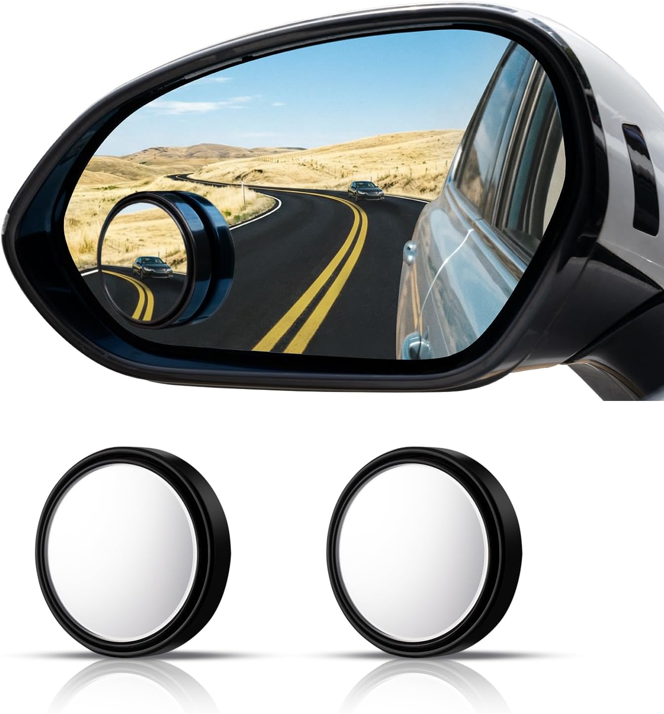 Car Blind Spot Mirror - ワイルドオート ラウンドブラインドスポットミラー、HDガラス 360度 ° 調整可能なサイドミラーブラインドスポット、車、SUV、トラック用の2個の凸面サイドミラー