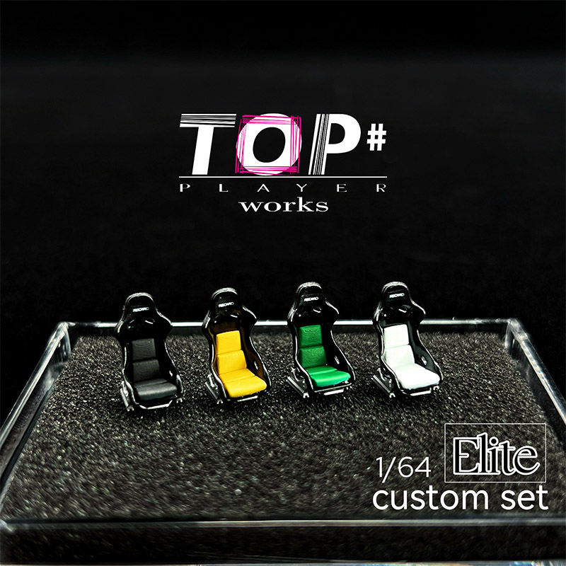 Car Accessories Toy - 【トップ】1/64 エリートシリーズ、組み立て済みレーシングシートモデル。カーモデルの改造用アクセサリーとして最適。