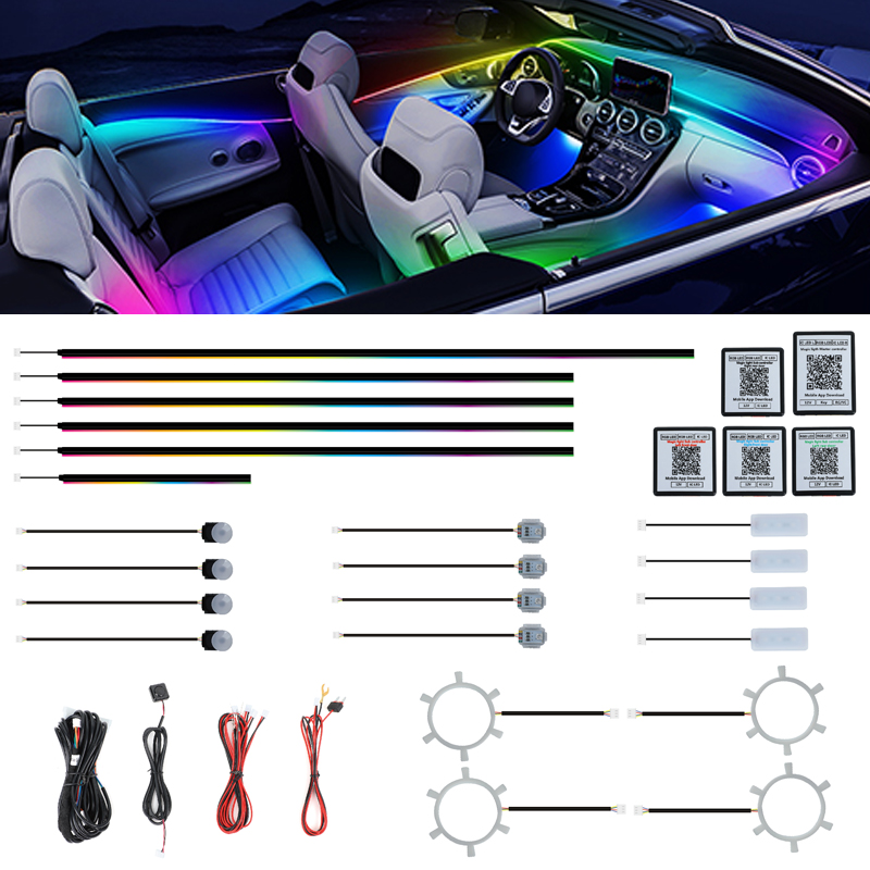 Led Interior Ambient Light - カスタムアンビエント照明、簡単取り付け、22 in 1 シンフォニー ユニバーサルカーインテリア RGBIC