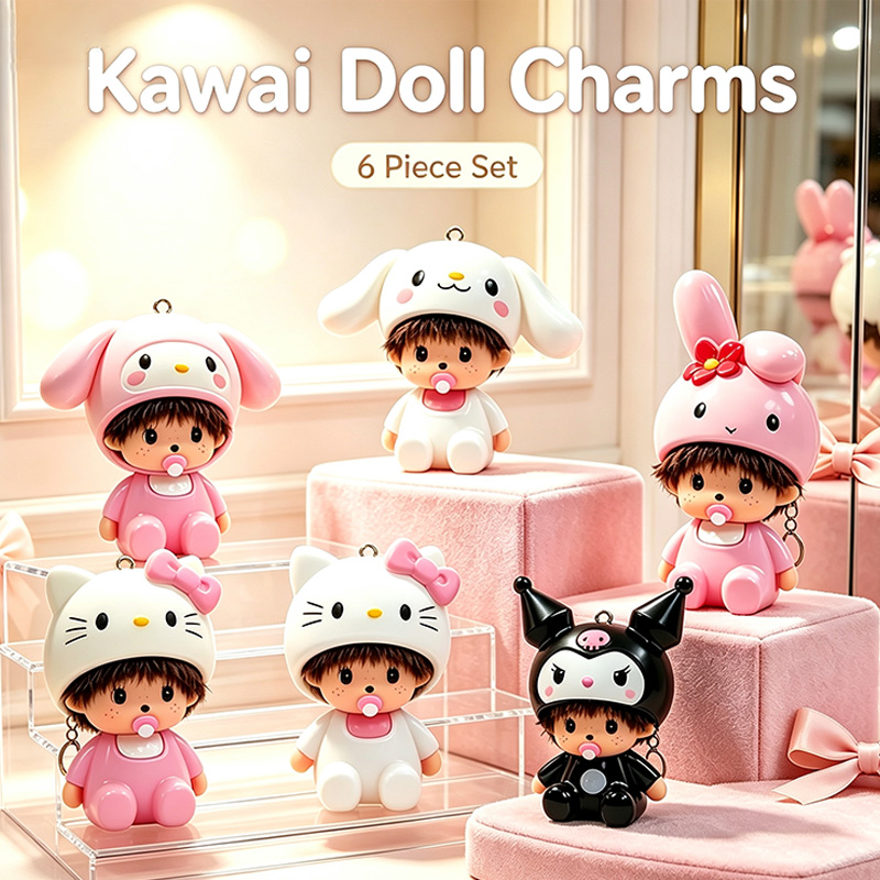 6個入りのかわいいハローキティとモンチッチのドールキーチェー - Car Accessories Gift Ideas のレビューと価格