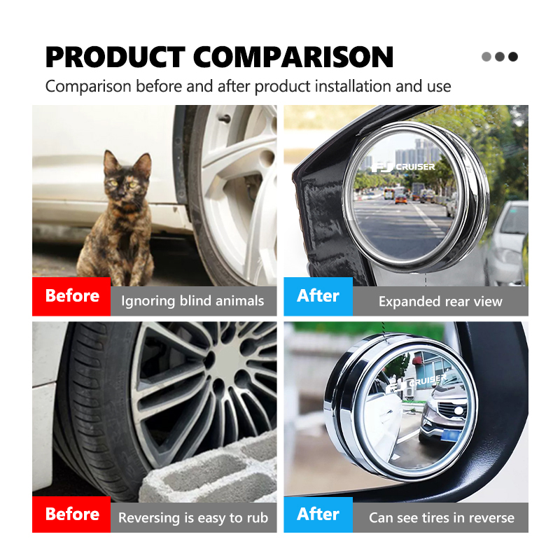 トヨタ車用調整可能360度回転式 °   回転式ブラインドス - Car Blind Spot Mirror のレビューと価格