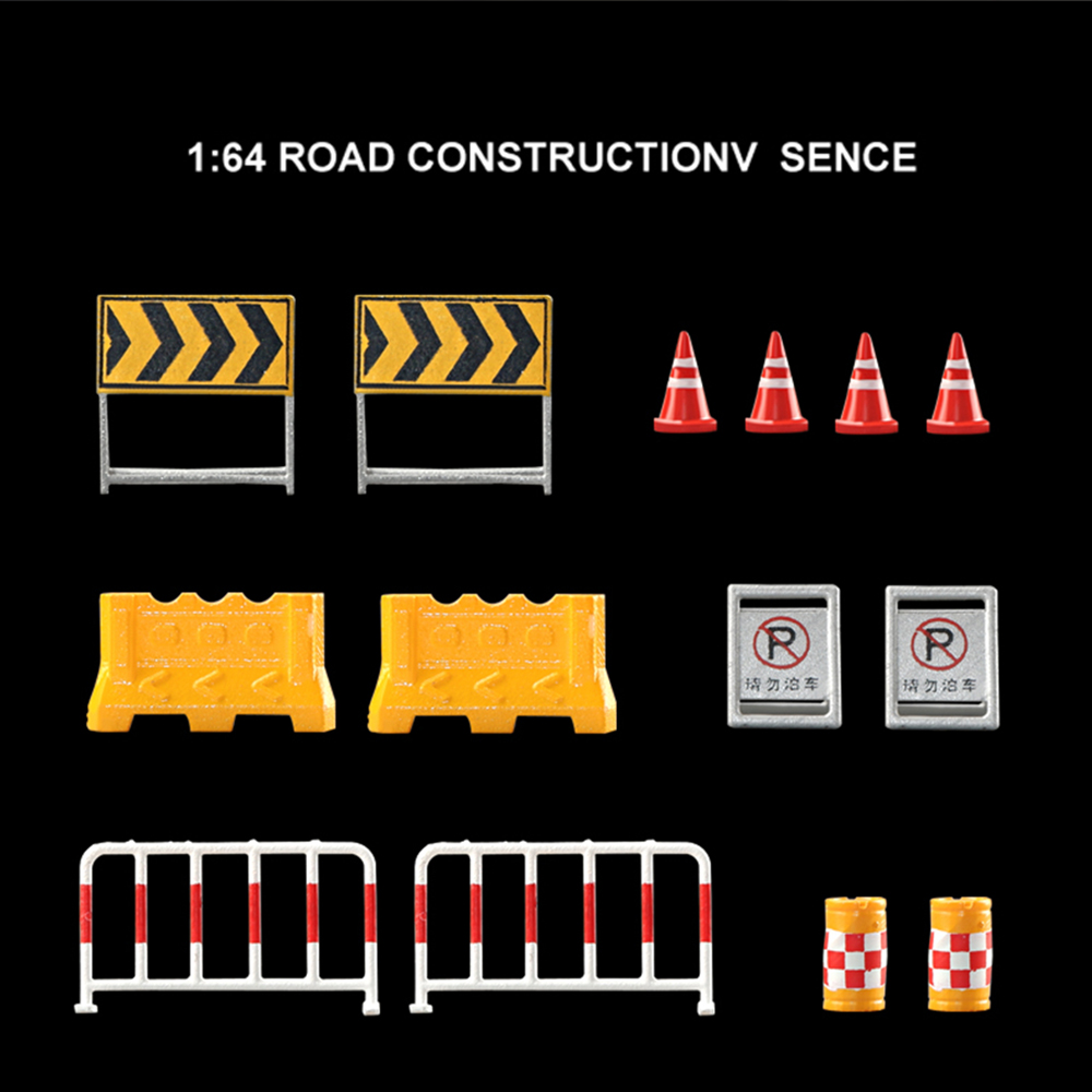 1/64スケールの道路遮断モデルキット。交通コーン付きのバリ - Car Accessories Toy のレビューと価格