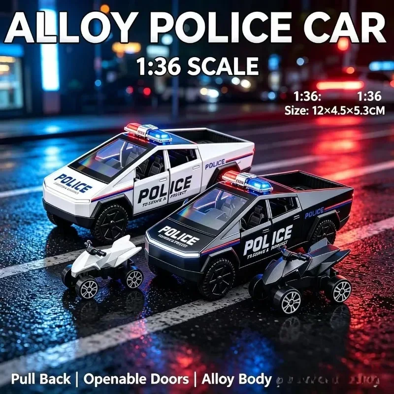 新製品：1/36スケールの警察用ピックアップトラック合金製モ - Car Accessories Toy のレビューと価格