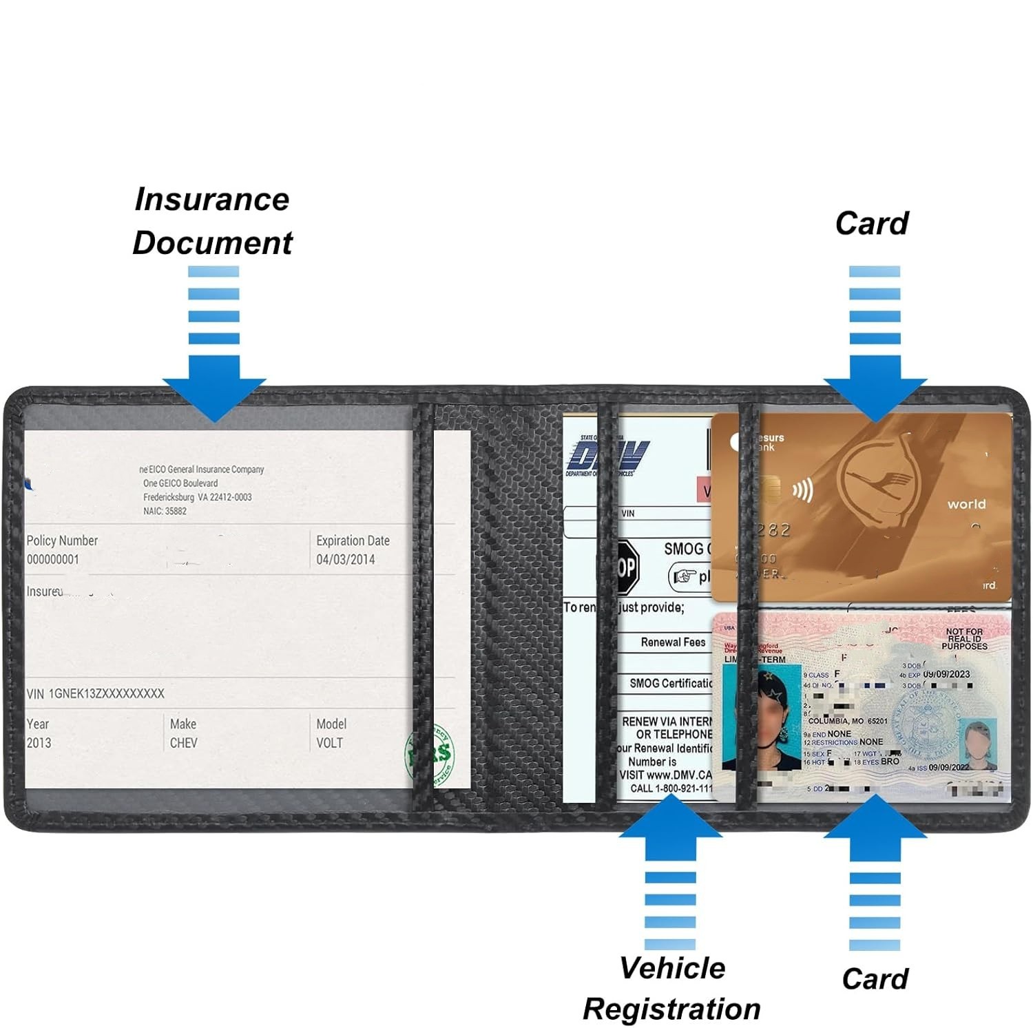 車の登録証と保険証ホルダー、車のグローブボックスオーガナイザ - Car Accessories For Elderly のレビューと価格