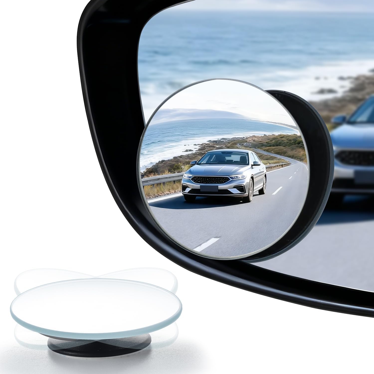 ブラインドスポットミラー、丸型HDガラスフレームレス凸面リア - Car Blind Spot Mirror のレビューと価格
