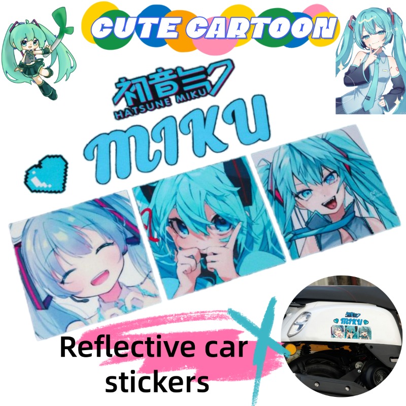 2026年新作クリエイティブ初音ミクアニメ反射ステッカー、車 - Car Accessories Toy のレビューと価格