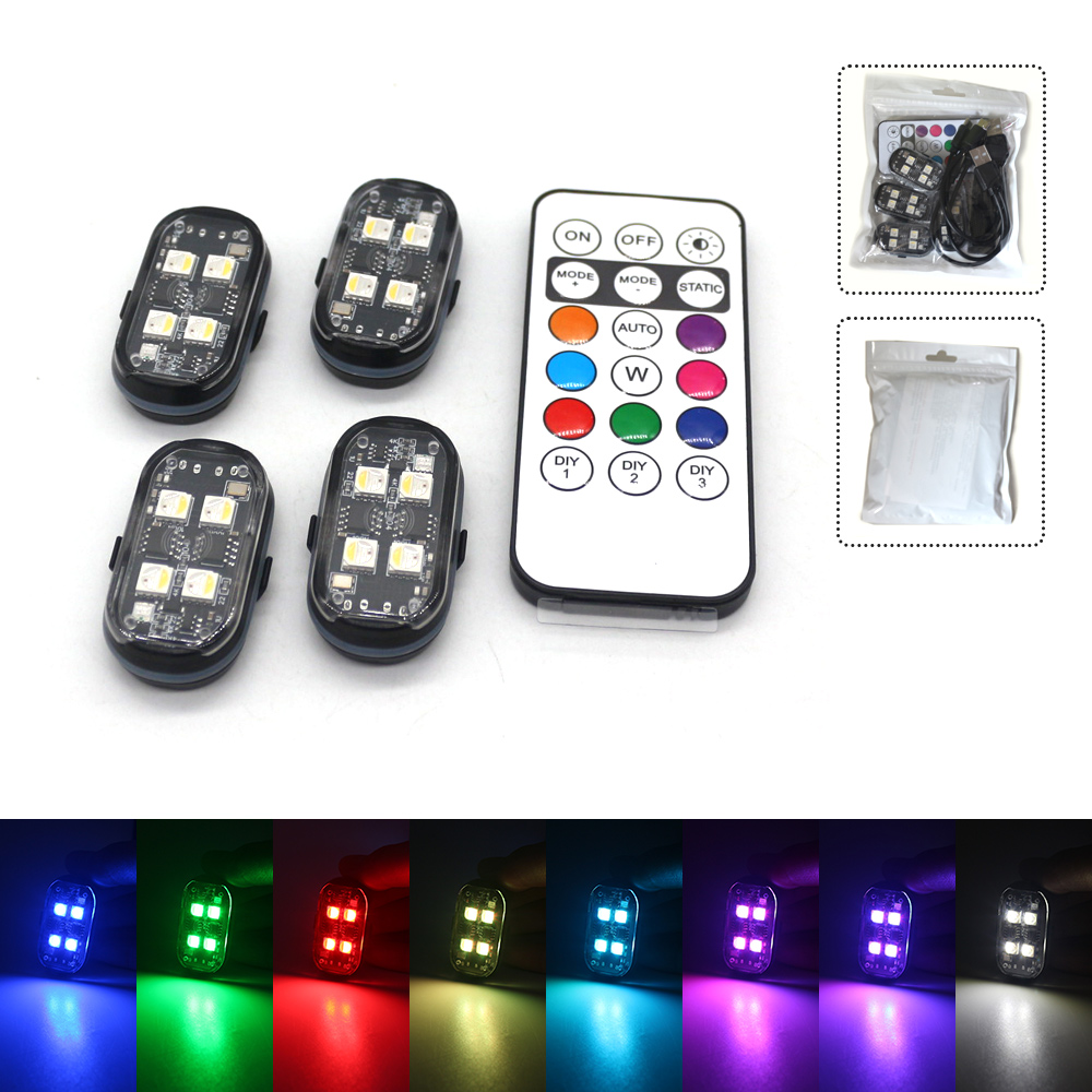 2個のRGB車アンビエントライト、リモコン付き変色車装飾ライ - Led Interior Ambient Light のレビューと価格