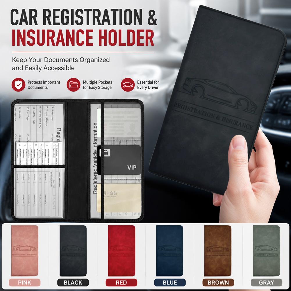 PUレザー製 車検保険証ホルダー 運転免許証カバー 車載書類 - Car Accessories For Elderly のレビューと価格