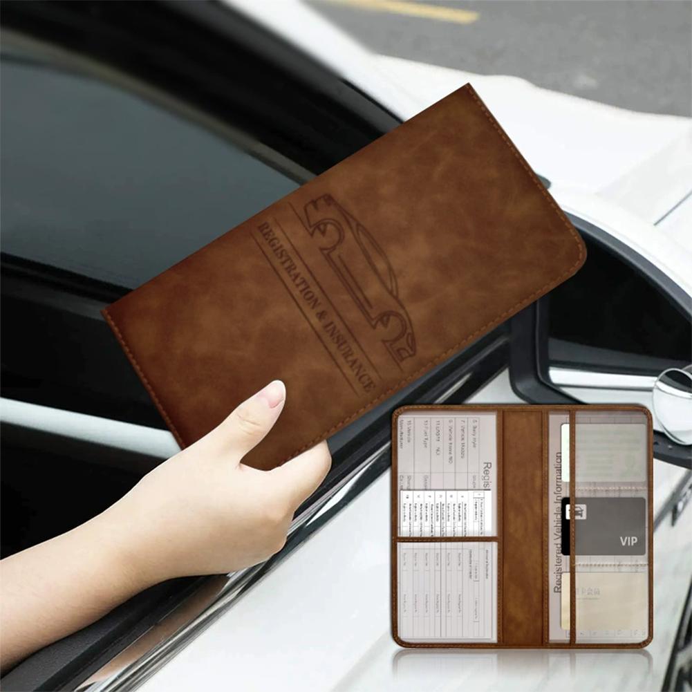 PUレザー製 車検保険証ホルダー 運転免許証カバー 車載書類 - Car Accessories For Elderly のレビューと価格