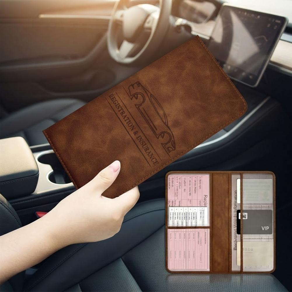 PUレザー製 車検保険証ホルダー 運転免許証カバー 車載書類 - Car Accessories For Elderly のレビューと価格