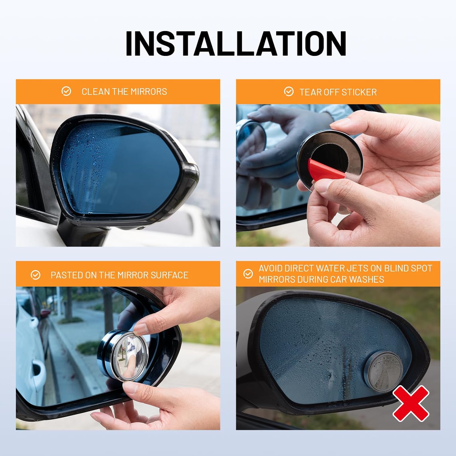 ワイルドオート ラウンドブラインドスポットミラー、HDガラス - Car Blind Spot Mirror のレビューと価格