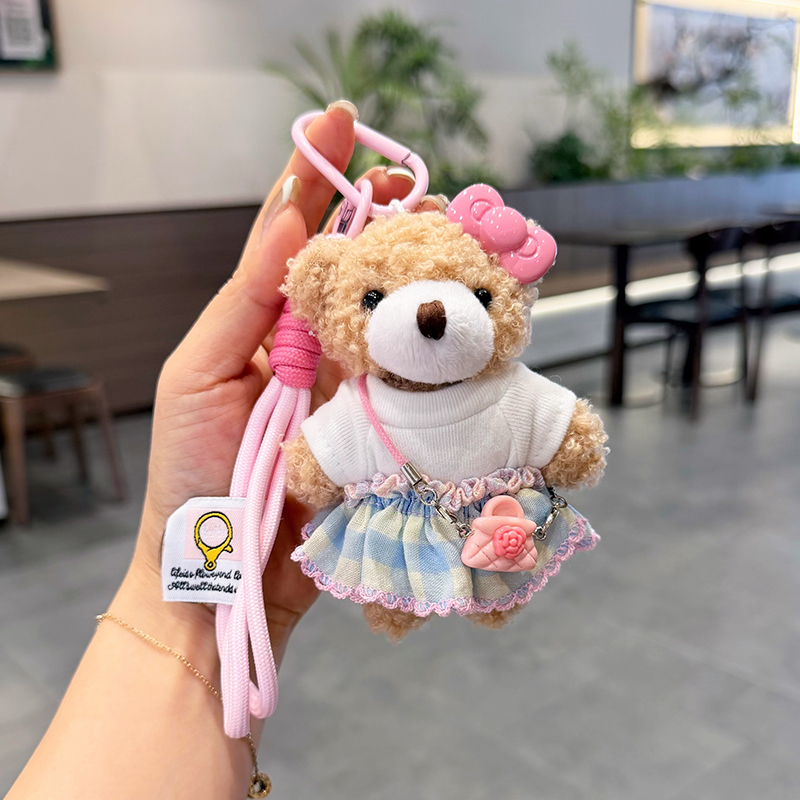 クリエイティブなリボン付きのぬいぐるみクマのキーホルダー。キ - Car Accessories For Elderly のレビューと価格