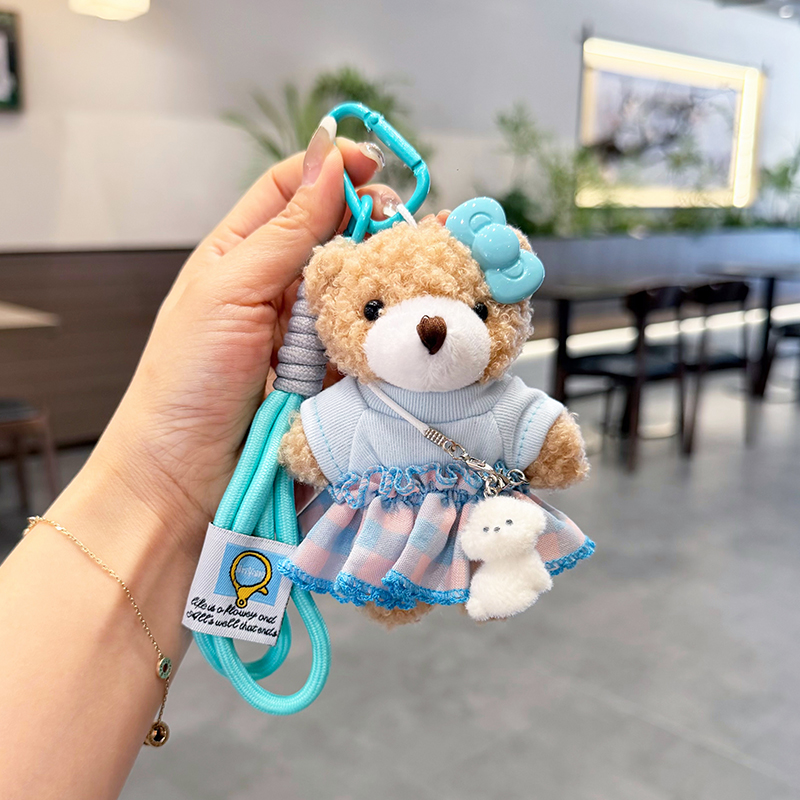 クリエイティブなリボン付きのぬいぐるみクマのキーホルダー。キ - Car Accessories For Elderly のレビューと価格